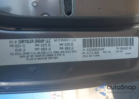 2014 Chrysler 300 from USA, damaged, VIN 2C3CCAAG9EH221030